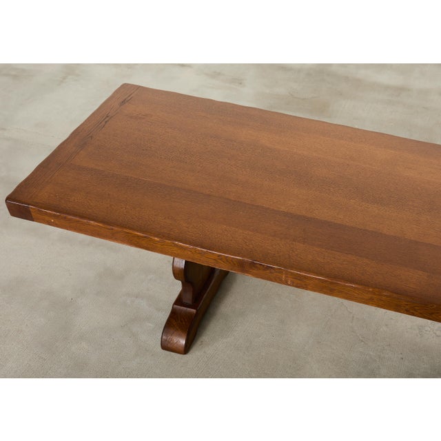 Country French Provincial Oak Farmhouse Trestle Dining Table 9 Ft For Sale In Sacramento - Image 6 of 18