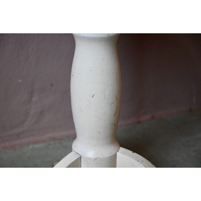 Bohemian White Piano Stool in Patinated Wood For Sale - Image 6 of 10