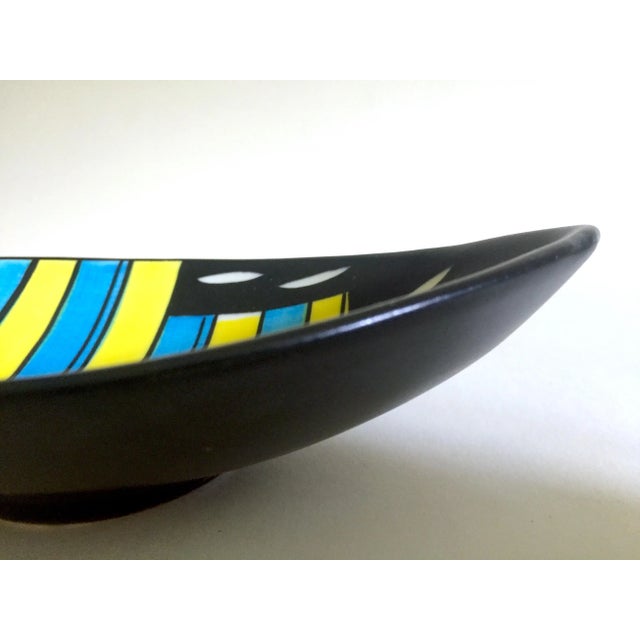 Vintage Mid Century Modern West German Schramberg Venezia Hand Painted Ceramic Art Pottery Elipse Bowl For Sale - Image 11 of 13