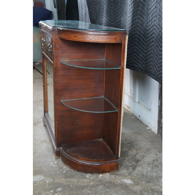 Mid Century Demilune Chippendale Style Mahogany Console Table Hall Cabinet 47" For Sale - Image 11 of 15