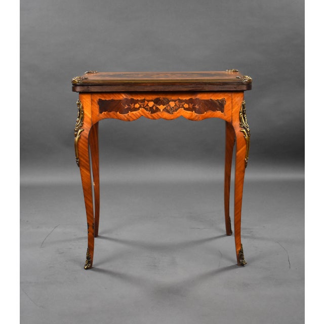 19th Century Victorian English Walnut & Marquetry Card Table For Sale - Image 13 of 18