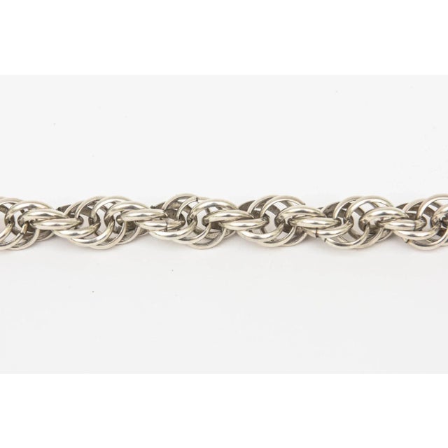 Vintage Sterling Silver Italian Hallmarked Twisted Chain Link Sculptural Collar Necklace For Sale - Image 9 of 12