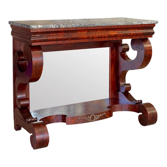 1830s American Classical Pier Table in Mahogany Attributed to Meeks For Sale