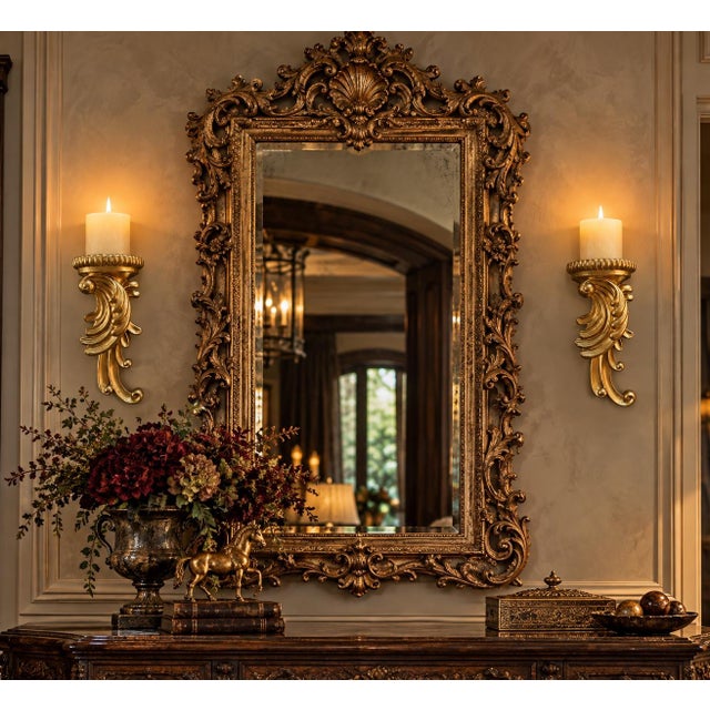 Pair of Ornate Gilt Acanthus Leaf Wall Sconces / Candle Shelves For Sale - Image 10 of 12