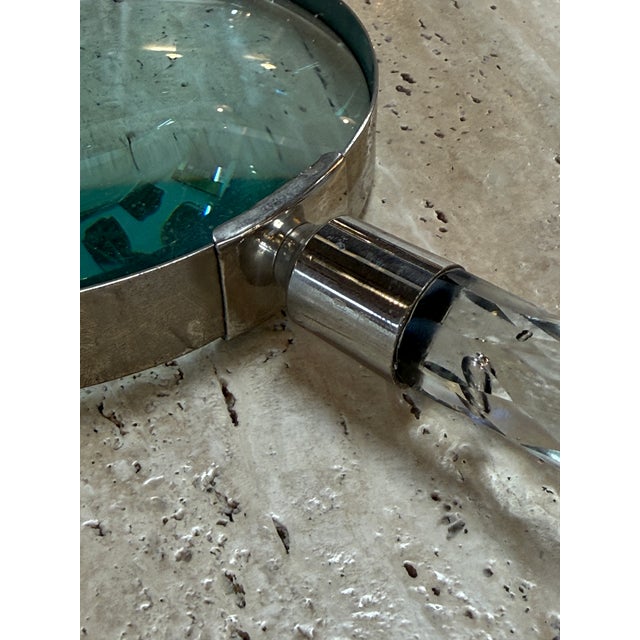 Vintage Italian Magnifying Glass With Faceted Crystal Handle For Sale - Image 4 of 7