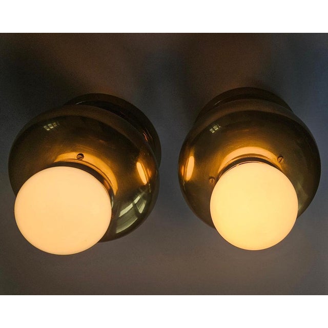 1970s Mid-Century Brass Flush Mounts, Italy, 1970s, Set of 2 For Sale - Image 5 of 14