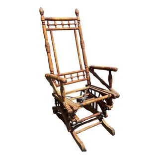 Rustic 19th Century Indian Victorian Rocking Chair For Sale
