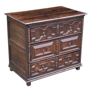 Antique Charles II Oak Geometric Chest of Drawers, 1680 For Sale