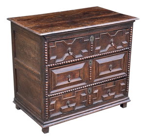 Antique Charles II Oak Geometric Chest of Drawers, 1680