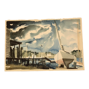 1970’s Vintage Original Nautical Sail Boat Watercolor Painting Signed