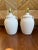 Terrific pair of 1980’s textured plaster table lamps in a great ivory/taupe/ light oatmeal shade. Very neutral coloring...