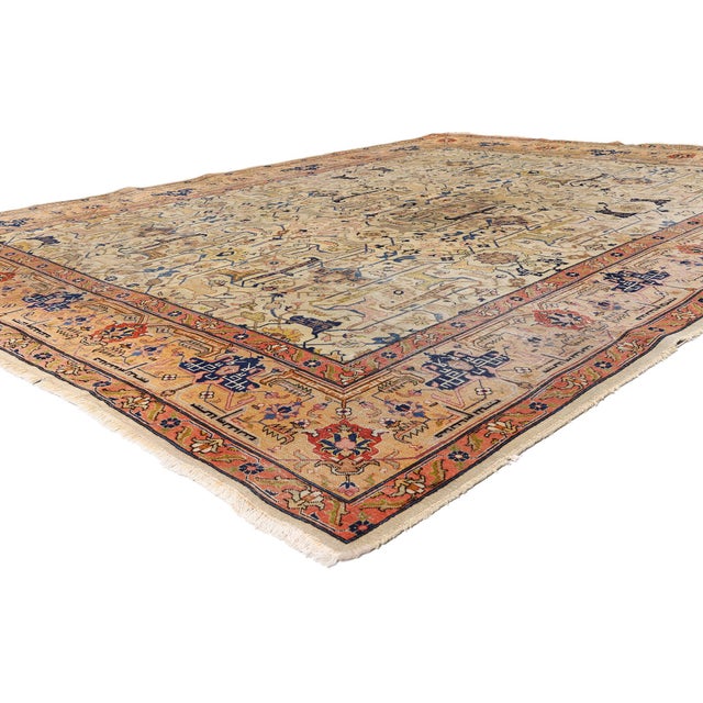 79690 Antique Persian Tabriz Rug, 09'01 x 11'05. The Kufic Lattice: An Antique Persian Tabriz Masterpiece of Timeless...