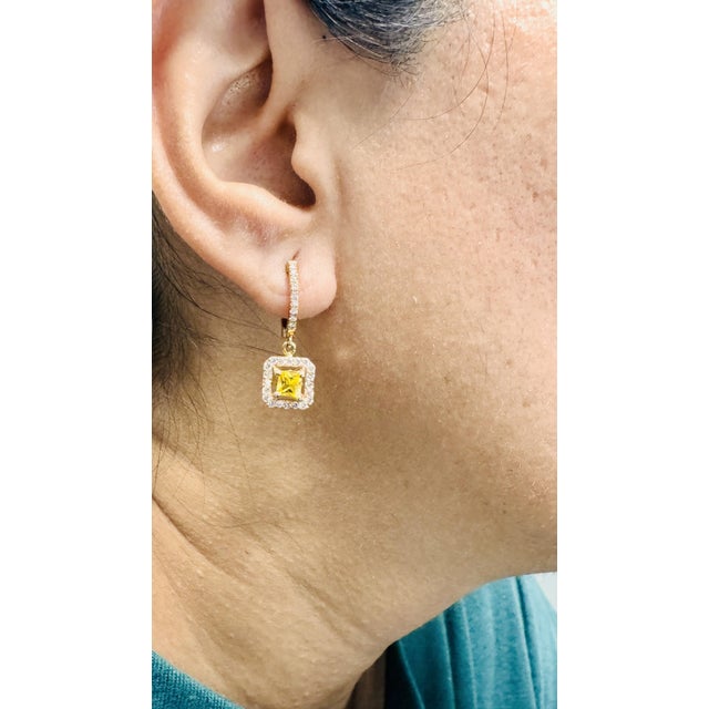 Roshe Jewels Sapphire Earrings With Natural Diamonds, 1.71 Carats 14k Rose Gold, A Pair For Sale - Image 9 of 11