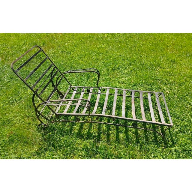 Antique Wrought Iron Rolling Lounge Chair For Sale - Image 9 of 10