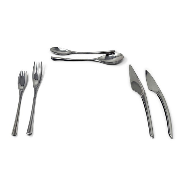 Lino Sabattini Instrumenta Stainless Steel Flatware by Lino Sabattini for Zani & Zani - Service for 8 For Sale - Image 4 of 9