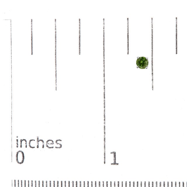 Early 21st Century .925 Sterling Silver 0.15 Cttw Round Brilliant-Cut Green Diamond Classic 4-Prong Stud Earrings (Fancy Color-Enhanced, I2-I3 Clarity) For Sale - Image 5 of 5