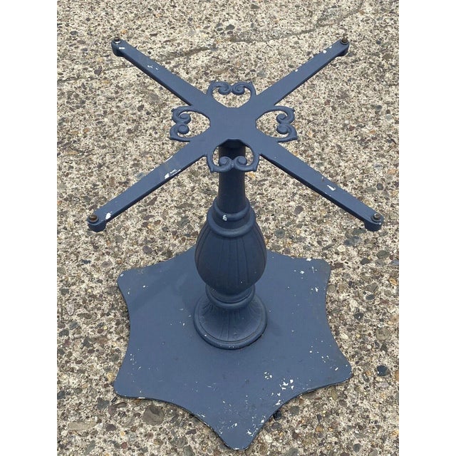Hollywood Regency Vintage Cast Aluminum Hollywood Regency Outdoor Table Pedestal Base For Sale - Image 3 of 10