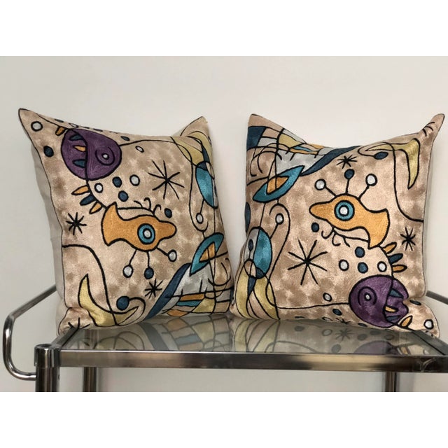 Blush Modern Tapestry Pillows - a Pair For Sale - Image 8 of 8