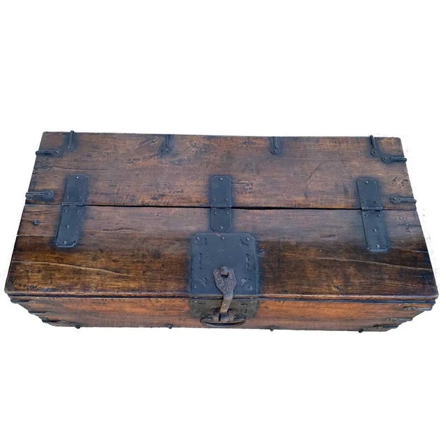 Korean Joseon Dynasty Wrought Iron Mounted Wood Coin Chest (Ton-Kwe) For Sale - Image 10 of 17