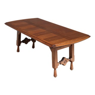 Oak Parquetry Dining Table by Guillerme et Chambron for Votre Maison, France, 1960s For Sale