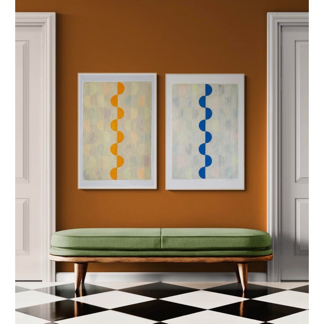 Mid-Century Modern Geometric Composition Blue For Sale - Image 3 of 4
