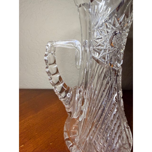 Glass Early 20th Century American Brilliant Period Crystal Pitcher For Sale - Image 7 of 7
