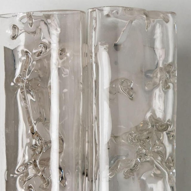 Ice Glass and Chrome Wall Sconces from Doria, 1970s, Set of 2 For Sale - Image 3 of 12