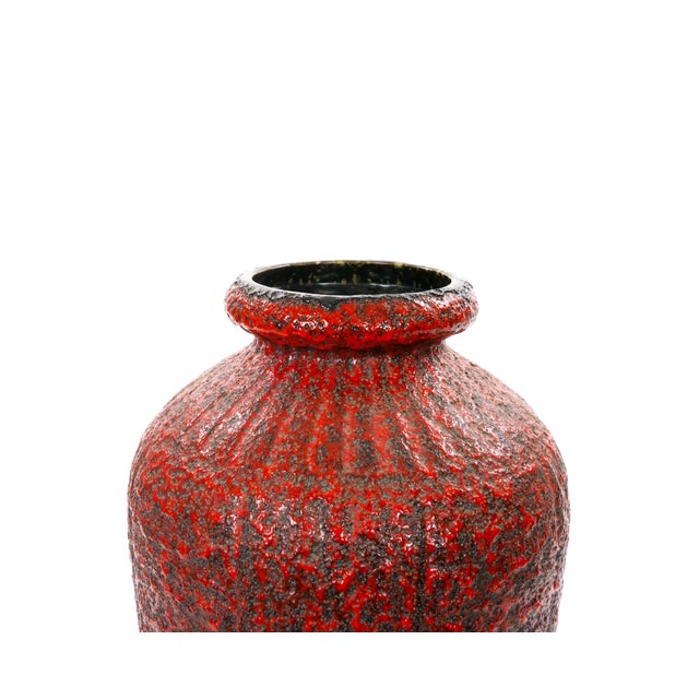 1960s Mid-20th Century West German Large Fat Lava Decorative Vase For Sale - Image 5 of 11