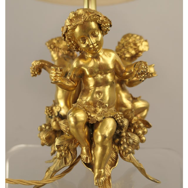Metal Bronze Bacchus Putti Table Lamp, 1900s For Sale - Image 7 of 14