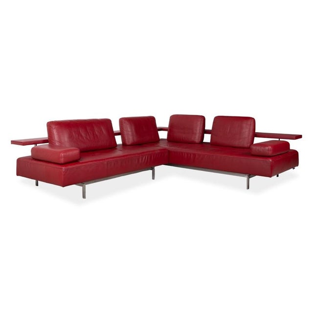 Dono 6100 Set Leather Corner Sofa with Ottoman in Red with Manual Function from Rolf Benz, Set of 2 For Sale - Image 6 of 18