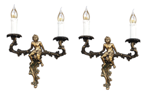 Vintage Baroque Sconces in Brass, 1950s, Set of 2