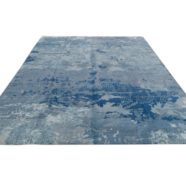 21st Century Modernn Wool & Silk Indian Rug For Sale - Image 12 of 13