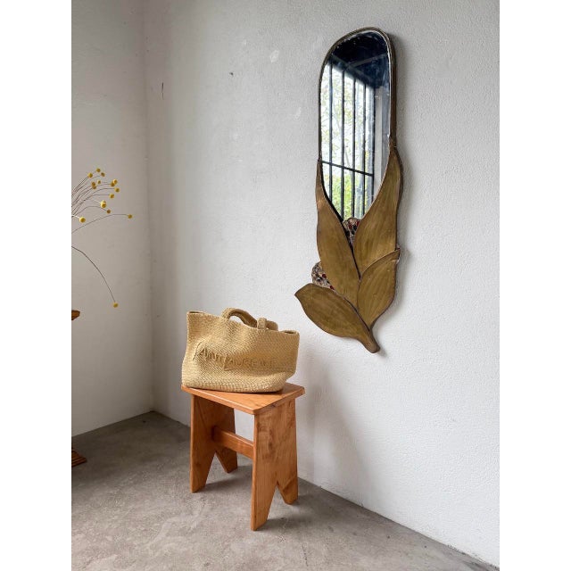 Metal Oval Brass Flower Mirror, 1960s For Sale - Image 7 of 18