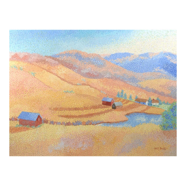 Fine Pointillist Landscape Painting Signed For Sale