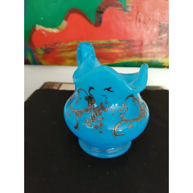 Antique Bohemian Glass Moser Rock Crystal Opaline Jug For Sale - Image 4 of 6