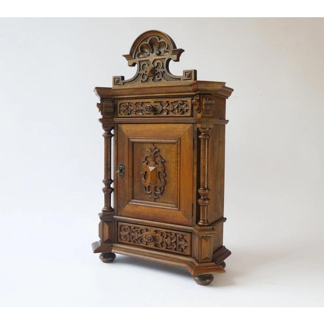 Antique German Carved Wooden Apothecary Cabinet with Floral Details, 1900s For Sale - Image 11 of 11