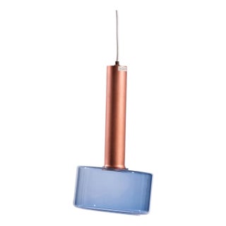 Mid 20th Century Tapio Wirkkala for Idman Finnish Glass Pendant Light - Blue For Sale