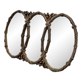 1960s Mid Century Triple Oval Mirror For Sale
