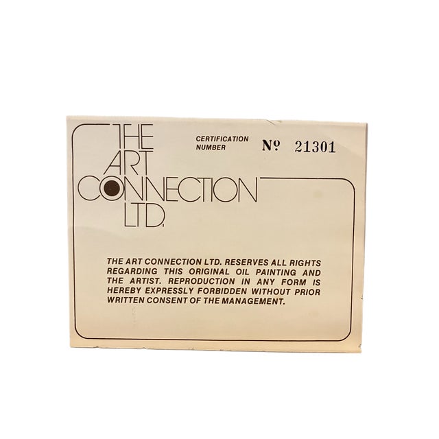 Original Traditional Chinese "Flower and Bird" Oil Painting in a Modern Brass Frame For Sale - Image 16 of 16