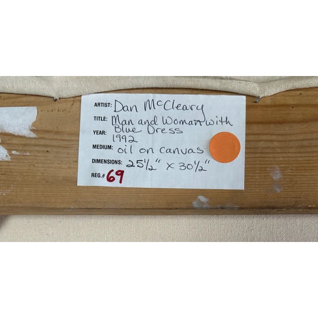 Original Dan McCleary Oil on Canvas "Man and Woman With Blue Dress