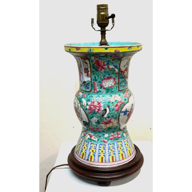 Early 19th Century Chinese Export Famille Rose (Fencai) Gu-Form, Now as a Lamp For Sale - Image 14 of 18