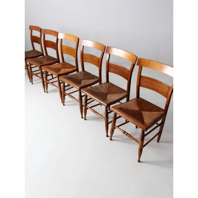 Antique Rush Seat Dining Chairs Set of 6 For Sale - Image 4 of 13