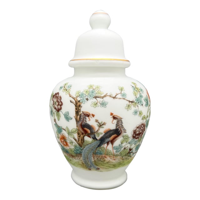 Vintage Italian White & Gold Chinoiserie Lidded Jar – Norleans - Chinoiserie, Hollywood Regency, Traditional For Sale