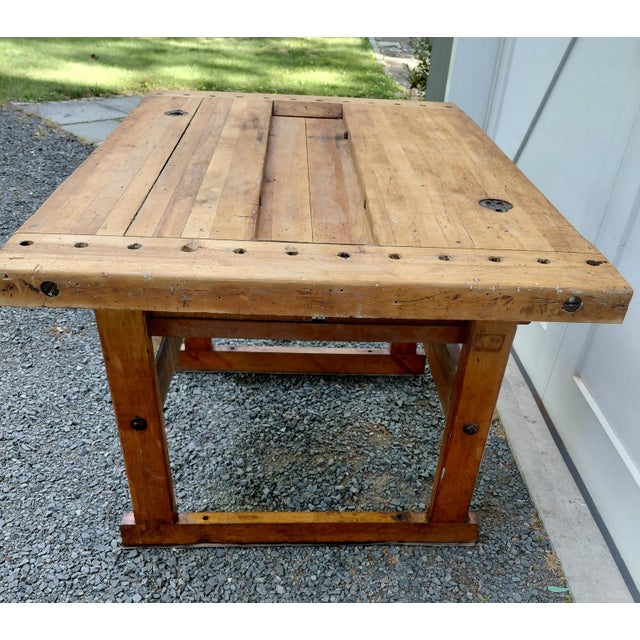Wood Vintage Workbench Attributed to Sheldon Kitchen Island For Sale - Image 7 of 14