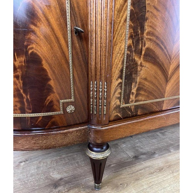 Gold Vintage French Empire Carved Burr Inlay Sideboard with Marble Top For Sale - Image 8 of 18