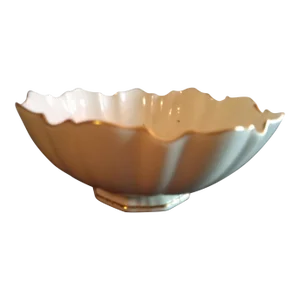 1980s Lenox Symphony Porcelain Ruffled 24k Gold Rim Bowl