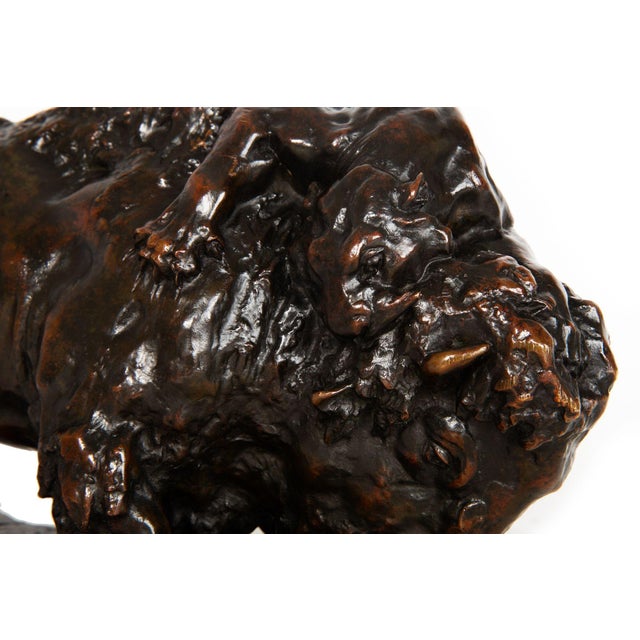 Metal Fine Antique French Bronze Sculpture of Bison and Jaguar by Georges Gardet For Sale - Image 7 of 18
