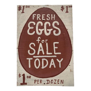 Folk Art Vintage Double Sided Farmstand Eggs for Sale Sign For Sale