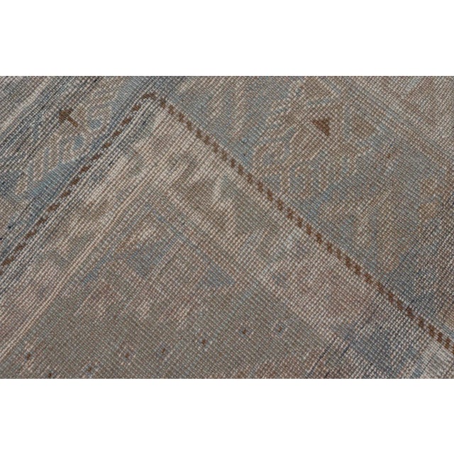Vintage Turkish Rug With Unique Design in Blue, Taupe, Butter & Neutral Colors 4'6"x6'6" For Sale - Image 10 of 10