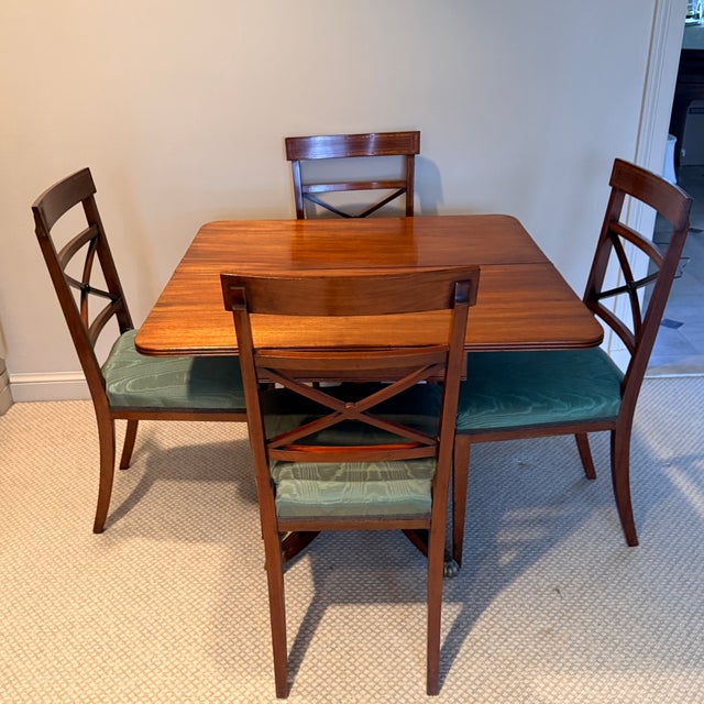 Wood Early 1900s Flip Top Game Table & Chairs For Sale - Image 7 of 11
